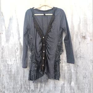 BKE Boutique Whimsigoth RegencyCore DarkAcademia  Button Down Cardigan Women's L